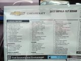 2017 Chevrolet Impala LT Window Sticker
