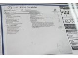 2017 Mercedes-Benz E 550 Cabriolet Window Sticker
