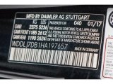 2017 CLS Color Code for Black - Color Code: 040