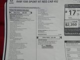2017 Ram 1500 Sport Regular Cab Window Sticker