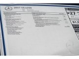 2017 Mercedes-Benz GLA 250 Window Sticker