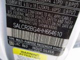 2017 Discovery Sport Color Code for Indus Silver Metallic - Color Code: 863