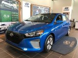 2017 Hyundai Ioniq Hybrid Blue Front 3/4 View
