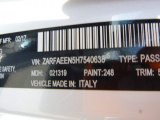 2017 Giulia Color Code for Trofeo (Trophy) White Tri-Coat - Color Code: 248