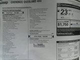 2017 Jeep Cherokee Overland 4x4 Window Sticker