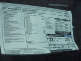 2017 Audi A8 L 3.0T quattro Window Sticker