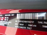 2017 Giulia Color Code for Rosso Alfa (Red) - Color Code: 414