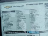 2017 Chevrolet Corvette Z06 Coupe Window Sticker