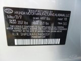 2018 Sonata Color Code for Symphony Silver - Color Code: Y8