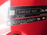 2018 F-PACE Color Code for Firenze Red Metallic - Color Code: CAH