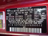 2018 Sorento Color Code for Remington Red - Color Code: TR3