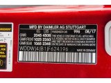 2018 C Color Code for designo Cardinal Red Metallic - Color Code: 996
