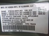 2018 Ridgeline Color Code for Forest Mist Metallic - Color Code: G537M