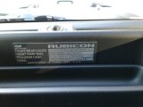 2018 Jeep Wrangler Unlimited Rubicon Recon 4x4 Info Tag
