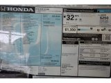 2018 Honda Civic Si Coupe Window Sticker