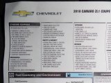 2018 Chevrolet Camaro ZL1 Coupe Window Sticker