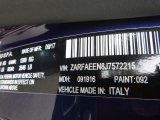 2018 Giulia Color Code for Montecarlo Blue Metallic - Color Code: 092