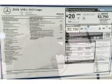 2018 Mercedes-Benz S AMG S63 Coupe Window Sticker