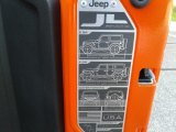 2018 Jeep Wrangler Unlimited Sport 4x4 Info Tag