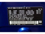 2019 HR-V Color Code for Aegean Blue Metallic - Color Code: B593M