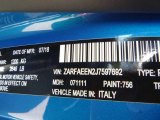 2018 Giulia Color Code for Misano Blue Metallic - Color Code: 756