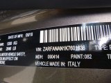2019 Giulia Color Code for Imola Titanium Metallic - Color Code: 082