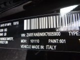 2019 Giulia Color Code for Alfa Black - Color Code: 601