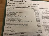 2012 Bentley Continental GT  Window Sticker