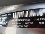 2019 Giulia Color Code for Stromboli Gray Metallic - Color Code: 318