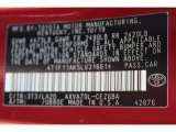 2020 Camry Color Code for Ruby Flare Pearl - Color Code: 3T3