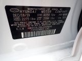 2020 Elantra Color Code for Ceramic White - Color Code: WAW