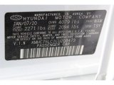 2020 Ioniq Hybrid Color Code for Ceramic White - Color Code: WAW