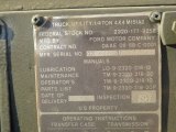 1971 Ford M151A2 4x4 Utility Truck Info Tag