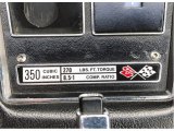 1974 Chevrolet Corvette Stingray Coupe Info Tag