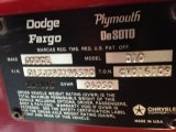 1979 Dodge D Series Truck D150 Li'l Red Truck Info Tag