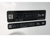 2018 Range Rover Velar Color Code for Fuji White - Color Code: NER