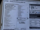 2020 Jeep Wrangler Unlimited Sport 4x4 Window Sticker