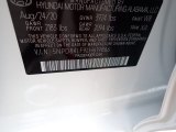 2020 Elantra Color Code for Quartz White Pearl - Color Code: W8