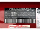 2018 SLC Color Code for designo Cardinal Red Metallic - Color Code: 996