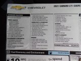 2021 Chevrolet Camaro LT1 Coupe Window Sticker