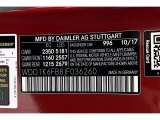 2018 E Color Code for designo Cardinal Red Metallic - Color Code: 996