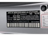 2021 AMG GT Color Code for Cirrus Silver Metallic - Color Code: 922