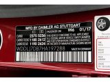 2017 CLS Color Code for designo Cardinal Red Metallic - Color Code: 996