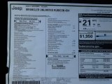 2021 Jeep Wrangler Unlimited Rubicon 4x4 Window Sticker