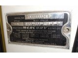 1958 Mercury Commuter 2 Door Station Wagon Info Tag