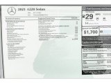 2021 Mercedes-Benz A 220 Sedan Window Sticker