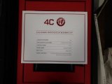 2015 Alfa Romeo 4C Launch Edition Coupe Info Tag