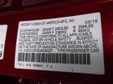 2018 Accord Color Code for Radiant Red Metallic - Color Code: R569MX