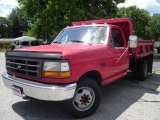 1995 Ultra Red Ford F350 XL Regular Cab Chassis Dump Truck #14300603