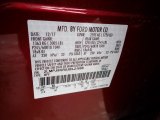 2018 MKX Color Code for Ruby Red Metallic - Color Code: RR